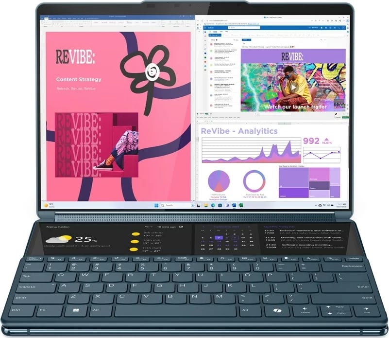 Kompjuter hibrid Lenovo Yoga Book 9 13IMU9, Intel Core Ultra 7 155U, 32 GB RAM, 512 GB SSD, 13.3" 2.8K Touch, Teal + tastierë & maus