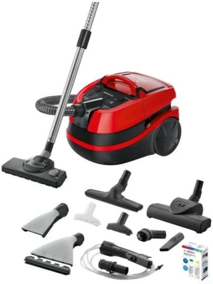 Fshesë me ujë Bosch ProAnimal BWD421PET, 5L, 2100W, HEPA, Kuqe/Zi