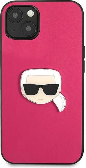 Mbështjellës Karl Lagerfeld KLHCP13SPKMP për iPhone 13 mini, hardcase, lëkurë, rozë