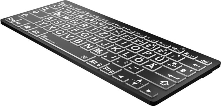 Tastierë LogicKeyboard XL-Print, DE, shkronja të bardha të mëdha, e zezë