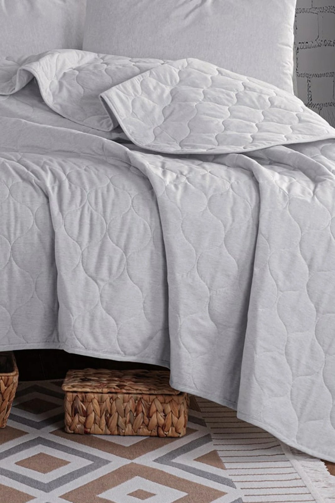 Përparëse krevati teke, ngjyrë gri, L'essentiel