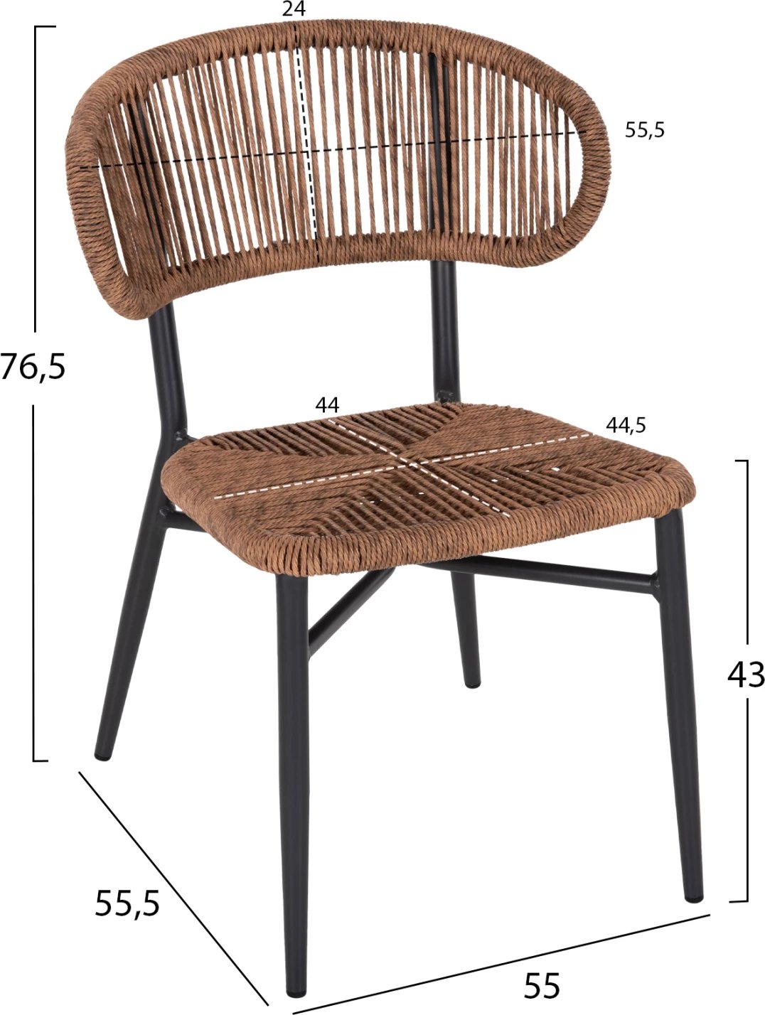 Karrige EULO FH6049.03 alumini në ngjyrë antracit-sintetik rattan në gri 49x60x78Hcm
