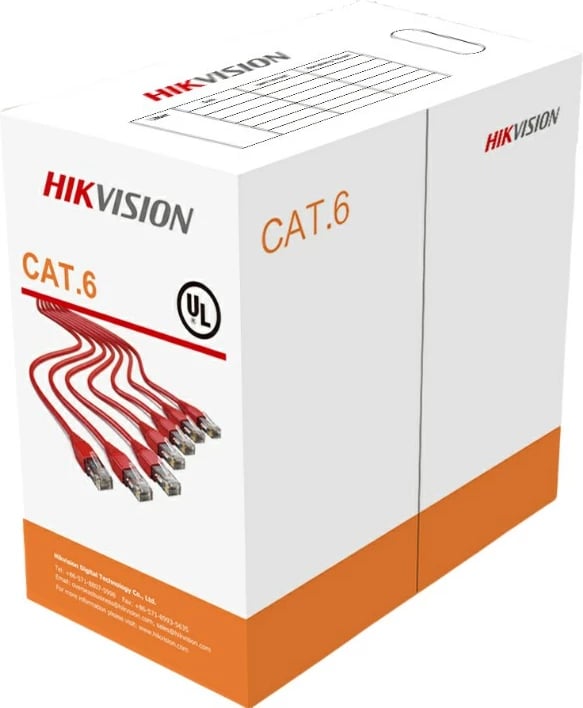 Kabllo rrjeti Hikvision DS-1LN6-UU Cat6, 305m, portokalli