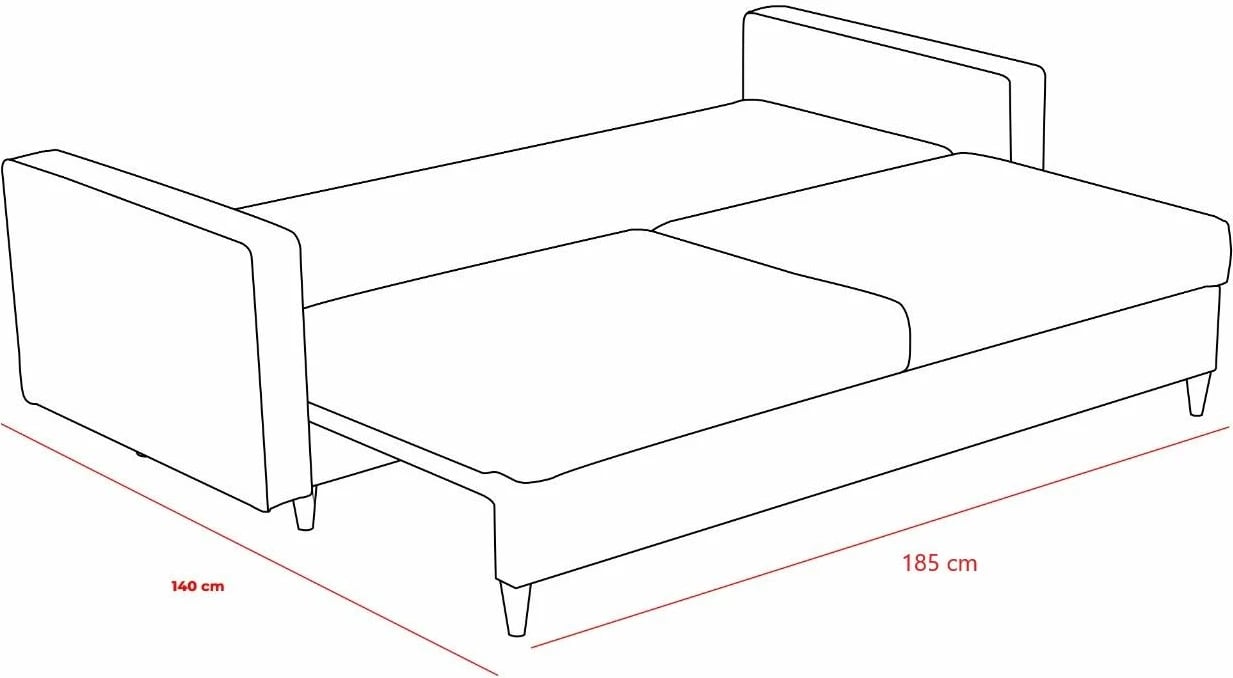 Divan-krevat treshe, ngjyrë gri, Atelier del Sofa, Eva