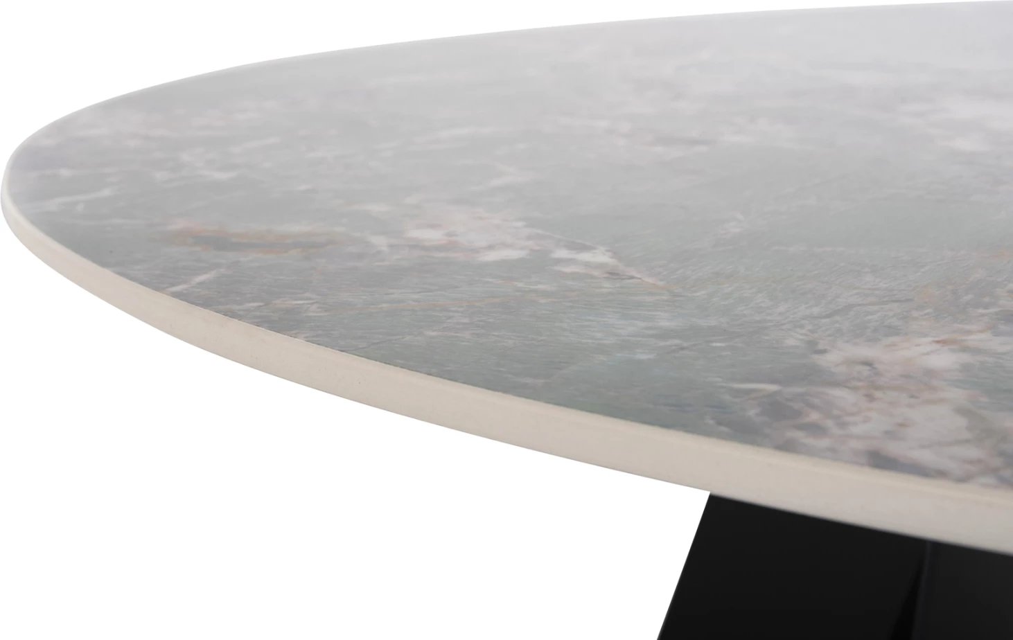 Tavolinë ngrënieje e rrumbullakët ZOD FH9852.03 sipërfaqe qeramike gri mermer-këmbë metalike të zeza Φ135x74Hcm