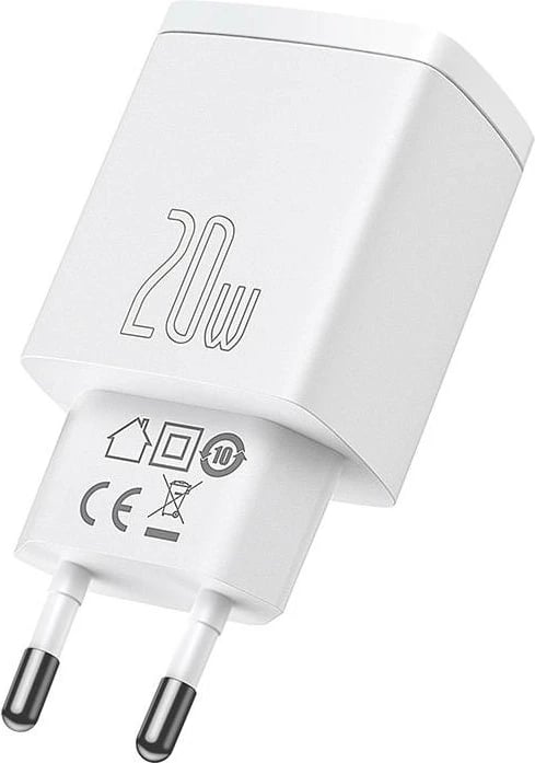 Karikues i shpejtë Baseus Compact, 20W, 2 porta USB-A/USB-C, i bardhë