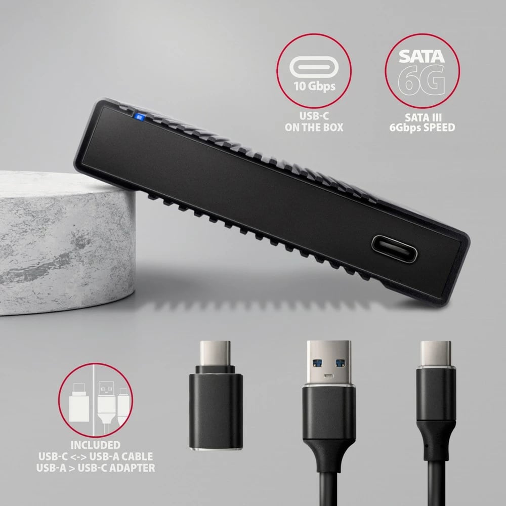 Kasë e jashtme AXAGON EE25-GTR për SSD/HDD 2.5", USB 3.2 Gen 2, e zezë