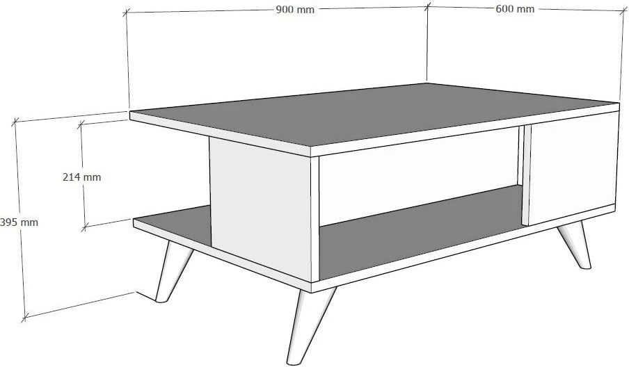 Tavolinë kafeje Hanah Home, Seda, mermer, e bardhë dhe e zezë