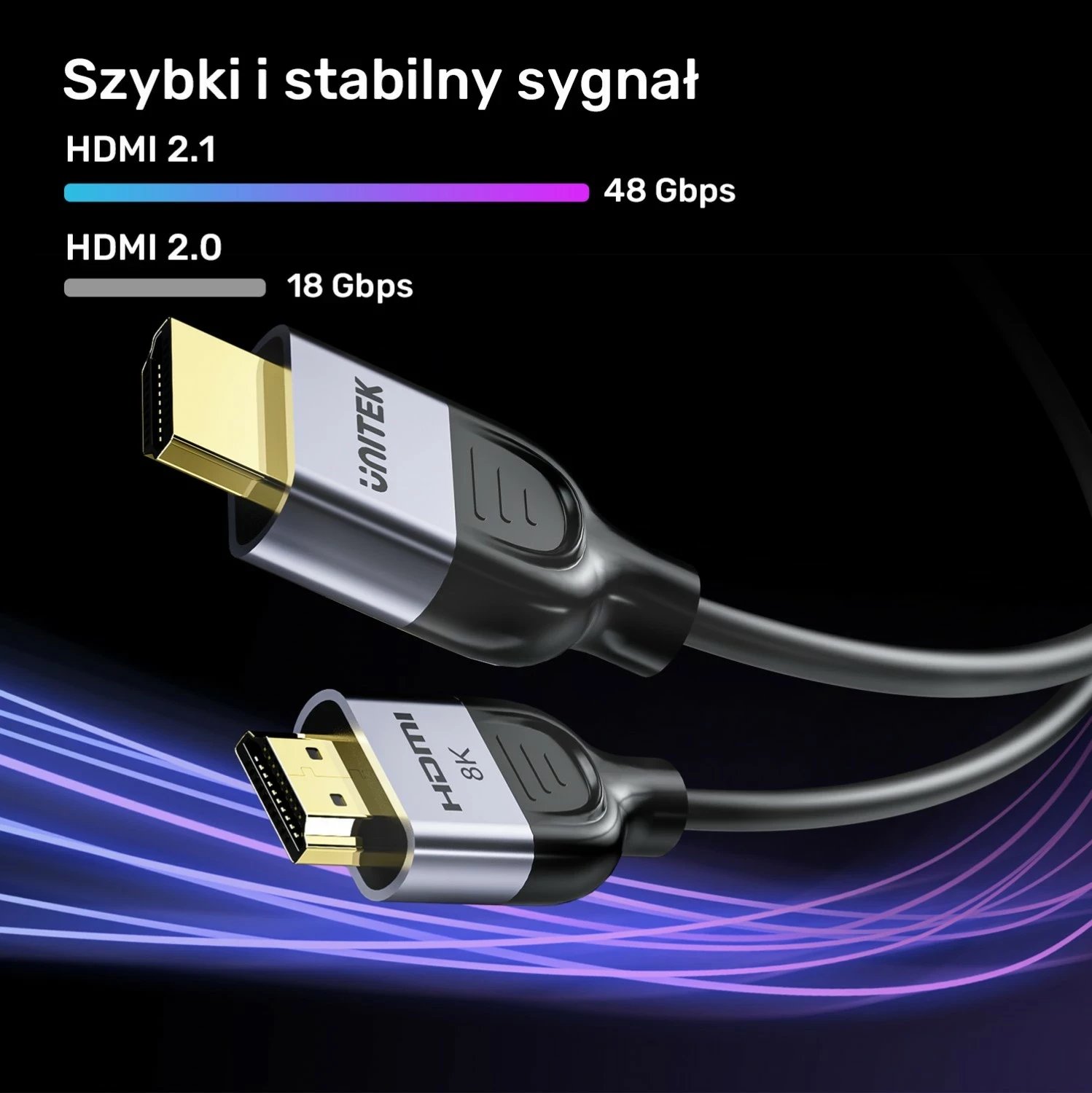 Kabëll HDMI Unitek 2.1 8K 60Hz, 2m, zi