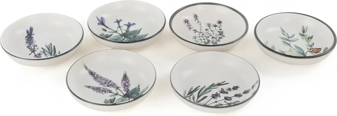 Set 6 copë tasë salce, qeramikë, Hermia Concept, të bardhë, jeshile, vjollcë, të zeza, ST489406F022AMD3600MAYD100