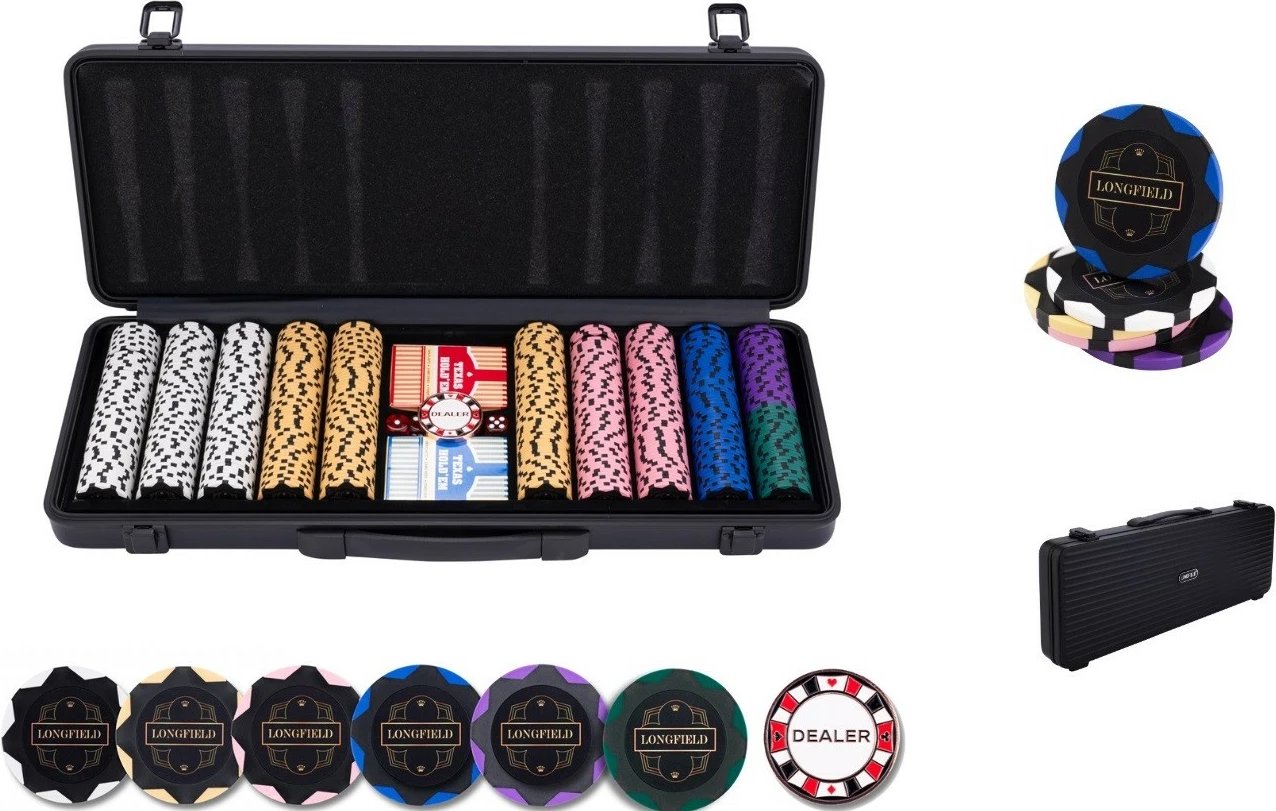 Set poker Engelhart 19636, 500 žetona, pa vlerë, me kuti alumini, shumëngjyrësh