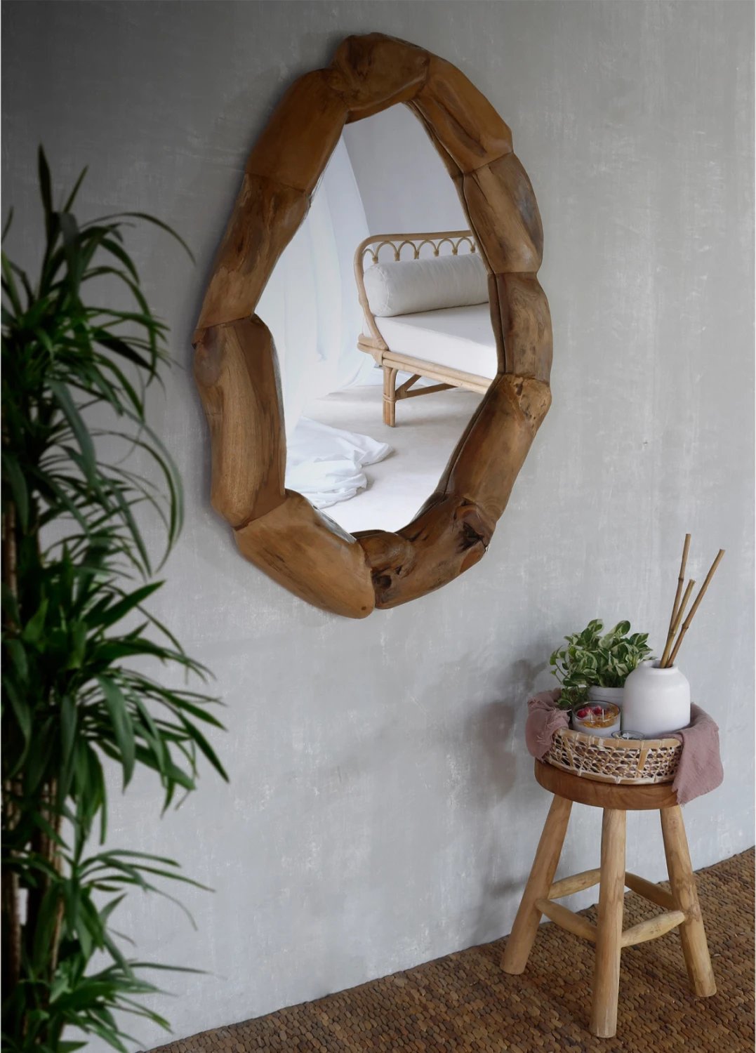 Pasqyrë FH9359 dru tik ngjyrë natyrale 100x70H