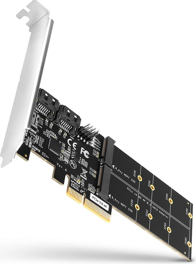 Kartë zgjerimi AXAGON PCES-SA4M2, 2x SATA 6G + 2x M.2 B-key SATA, PCIe, e zezë