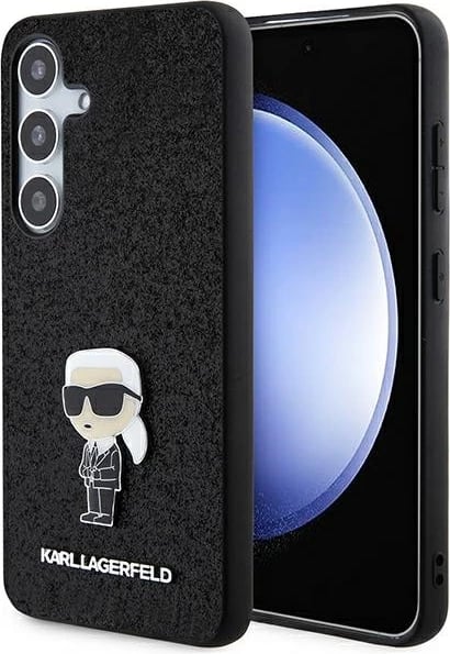Mbështjellës Karl Lagerfeld Fixed Glitter Ikonik Logo Metal Pin për Samsung Galaxy S24, i zi