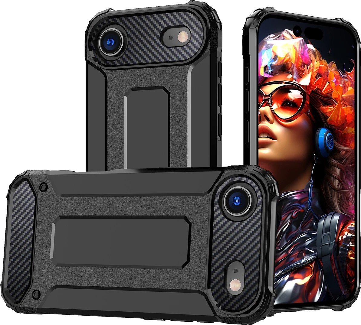 Mbështjellës Hurtel Hybrid Armor për iPhone 17 Air, i zi