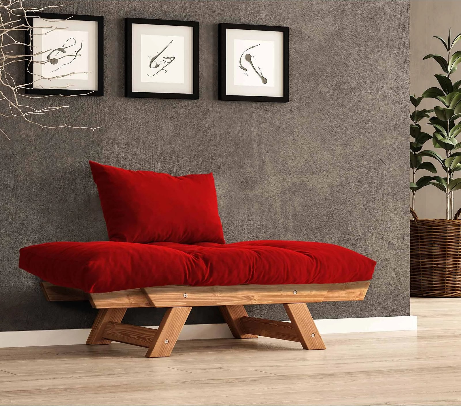 Karrige për kopsht, një vend, ngjyrë teak dhe e kuqe, Skye Decor, CPT8155-140