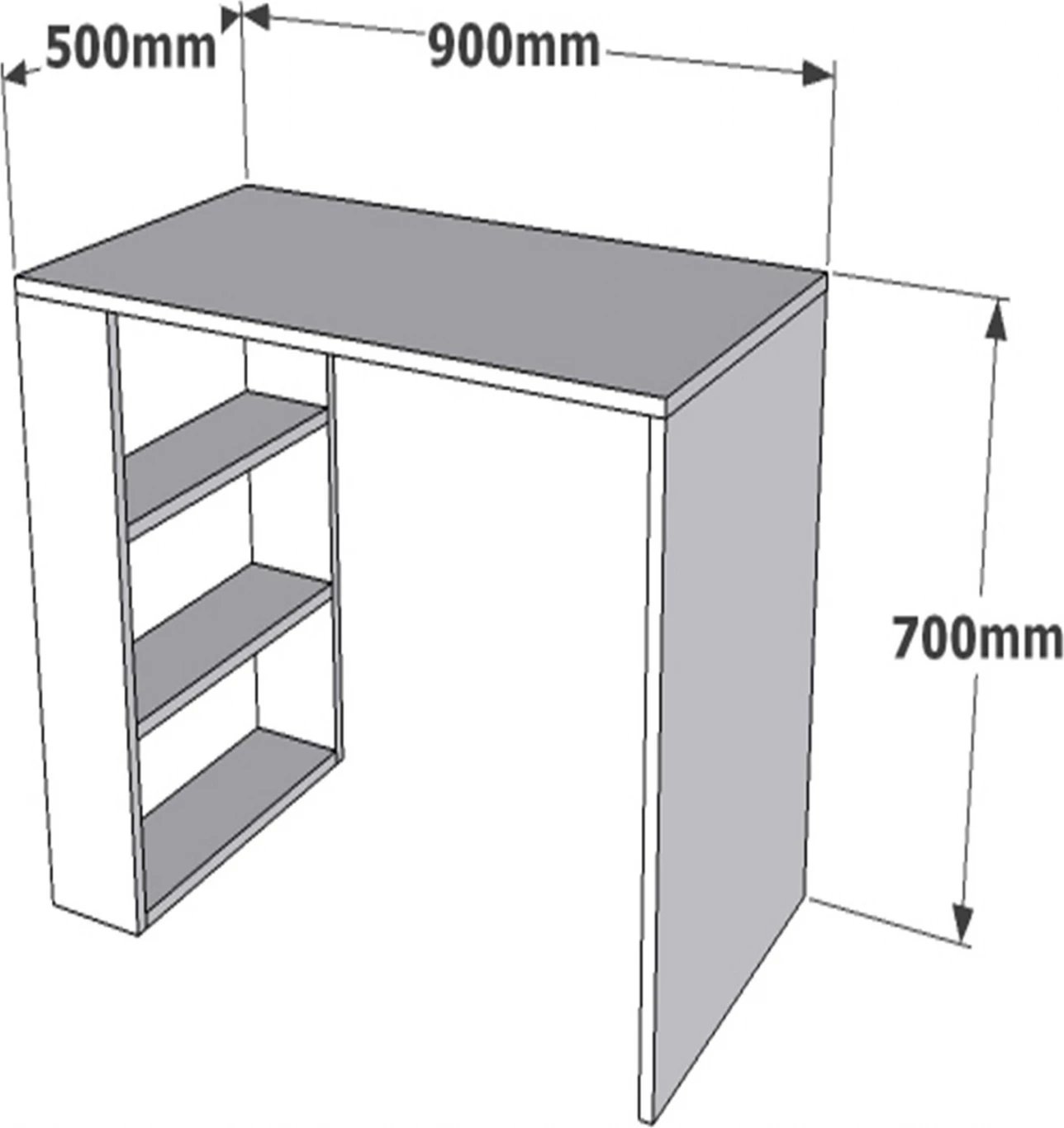 Tavolinë zyre melamine, ngjyrë e bardhë, FH8884.01, 90x50x70 cm