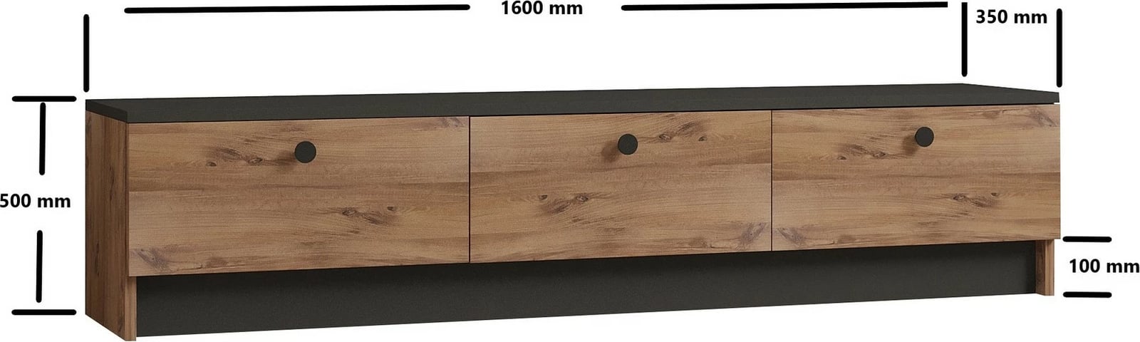 Komodë TV Hanah Home, Pega, ngjyrë e zezë dhe safir, 160x35x35cm