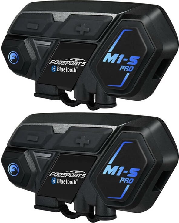 Interkom motoçiklete Fodsports M1-S Pro, set prej 2 copë, i zi