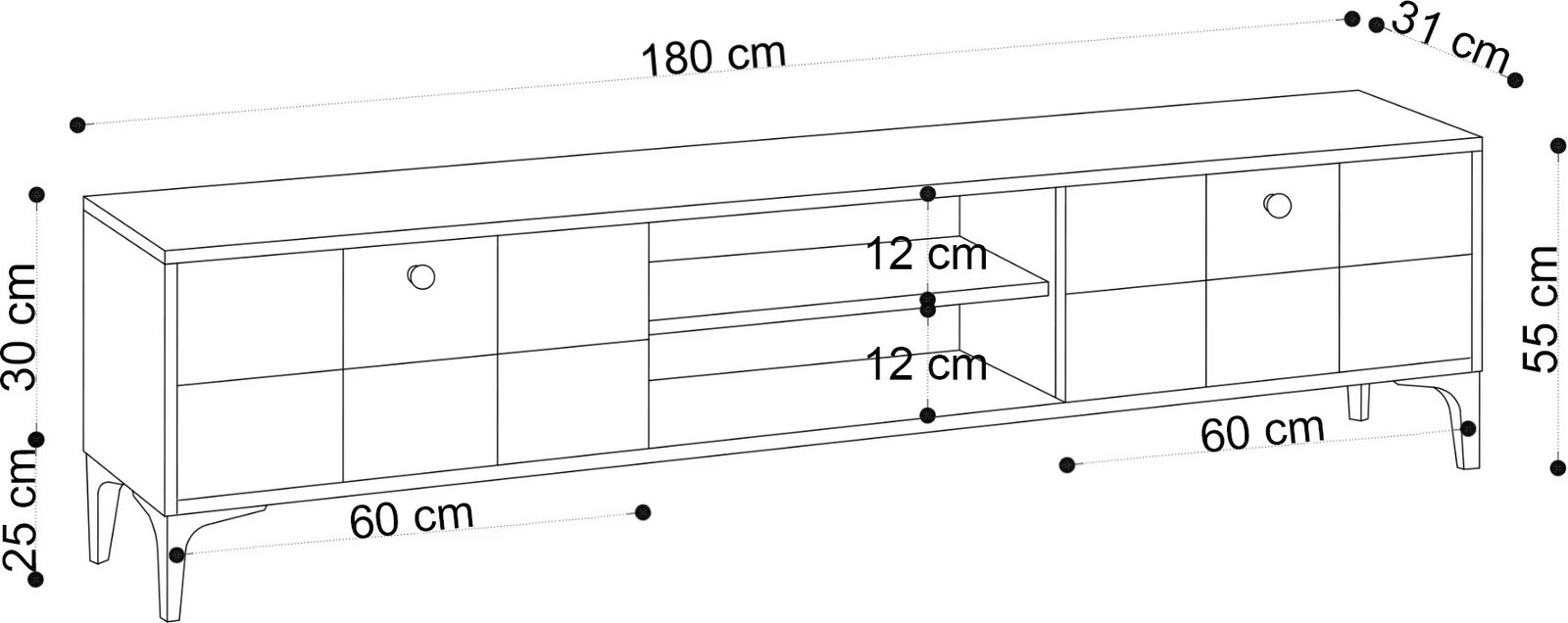 Komodë TV Hanah Home, Hera, ngjyrë lisi