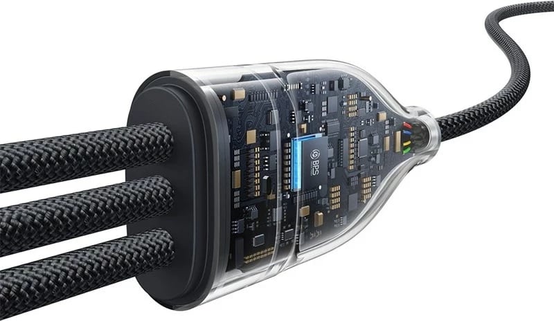 Kabllo Baseus Flash Series Type C në C+C+C, 480 Mbps, 1.5 m, E zezë