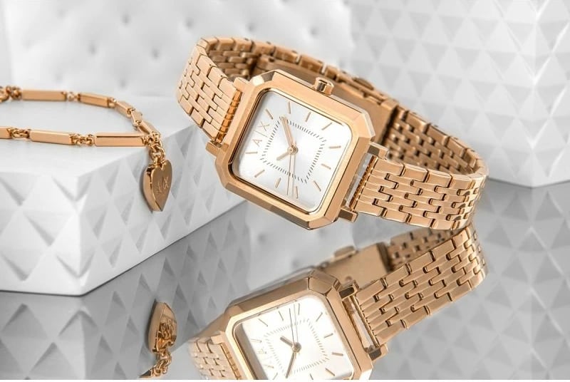Orë dore set për femra Armani Exchange, rozë gold