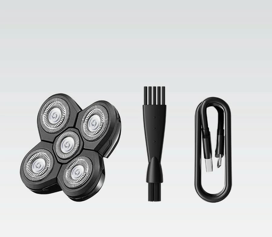 Makinë rroje elektrike për kokë, Feel-Maestro MR-677, bateri 800 mAh, 5 koka prerëse, IPX7, USB-C, e zezë/ari