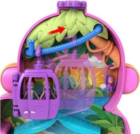 Set lodrash Polly Pocket Compact Monkey Bag, Mattel, HWP04, me figurina dhe aksesorë, Rozë