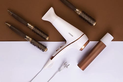 Tharëse flokësh, Adler Mesko, MS 2250, 2100W, 2 shpejtësi, 3 temperatura, Cold Shot, me koncentrator, e bardhë/rozë gold