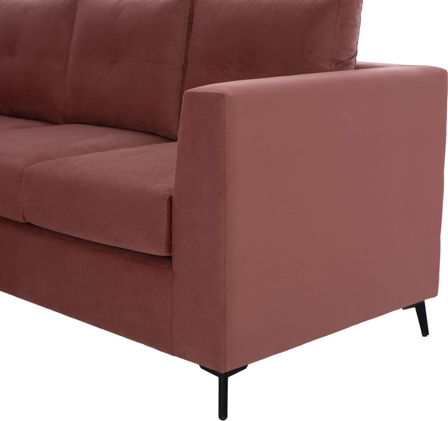 Divan qoshe PONZA, rozë e zbehtë, këmbë të larta, 2 copë, pëlhurë rezistente ndaj njollave dhe ujit