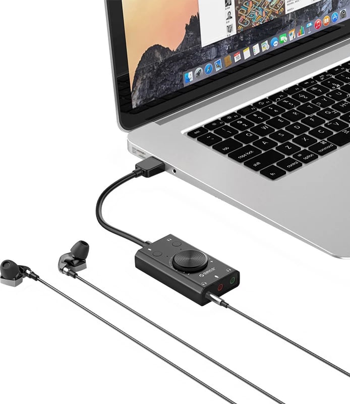 Kartë zanore e jashtme Orico SC2, USB-A, 3 porta audio, e zezë