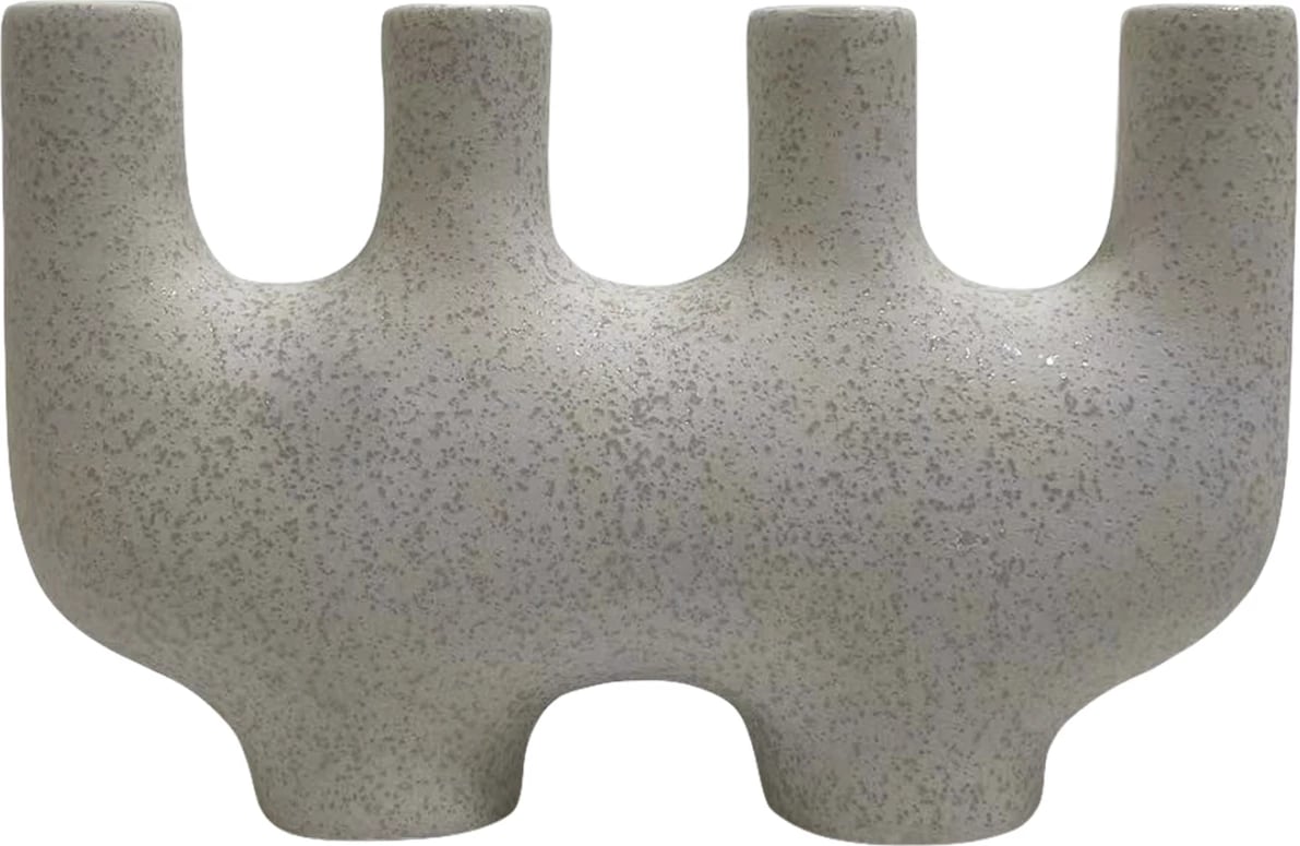 Dekor tavoline prej qeramike MANI FH4641.01 ngjyrë e bardhë me kristalizim 21x6x13Hcm