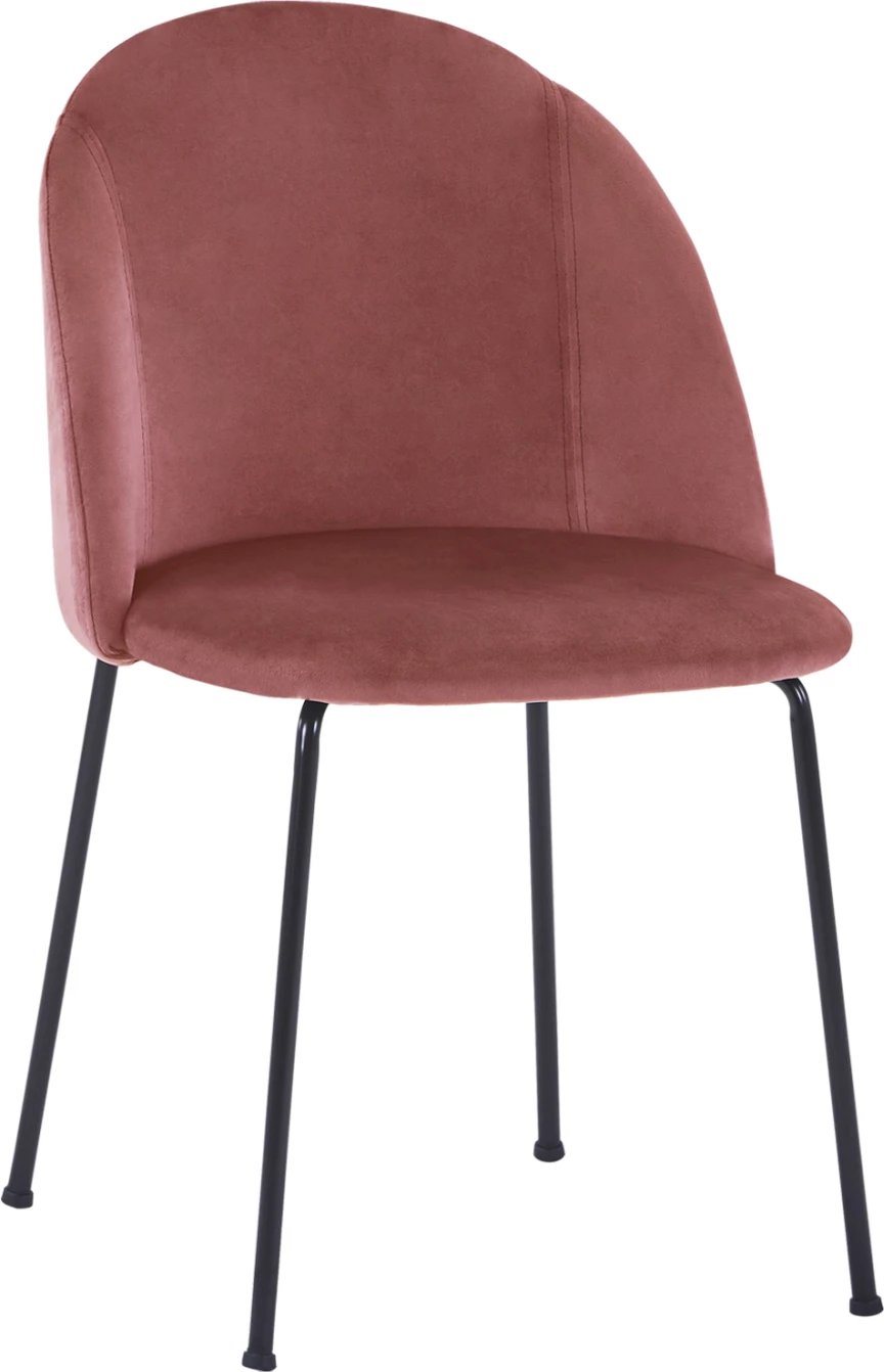 Karrige kadife ngjyrë rozë e zbehtë dhe këmbë metalike ngjyrë e zezë mat FH8545.02, set prej 2 copë