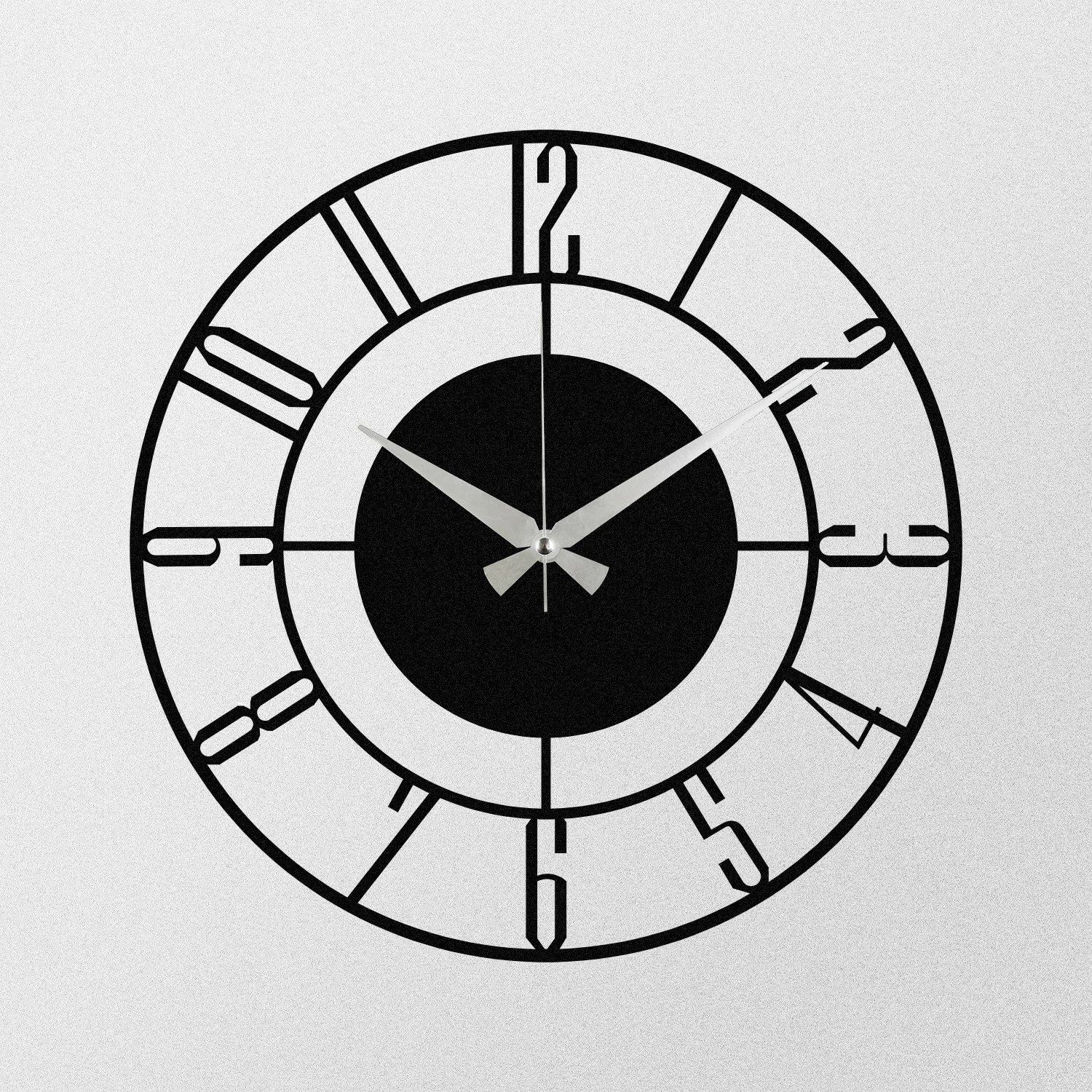 Orë muri dekorative prej metali, Wallity Enzoclock - S011, e zezë, 48x48cm