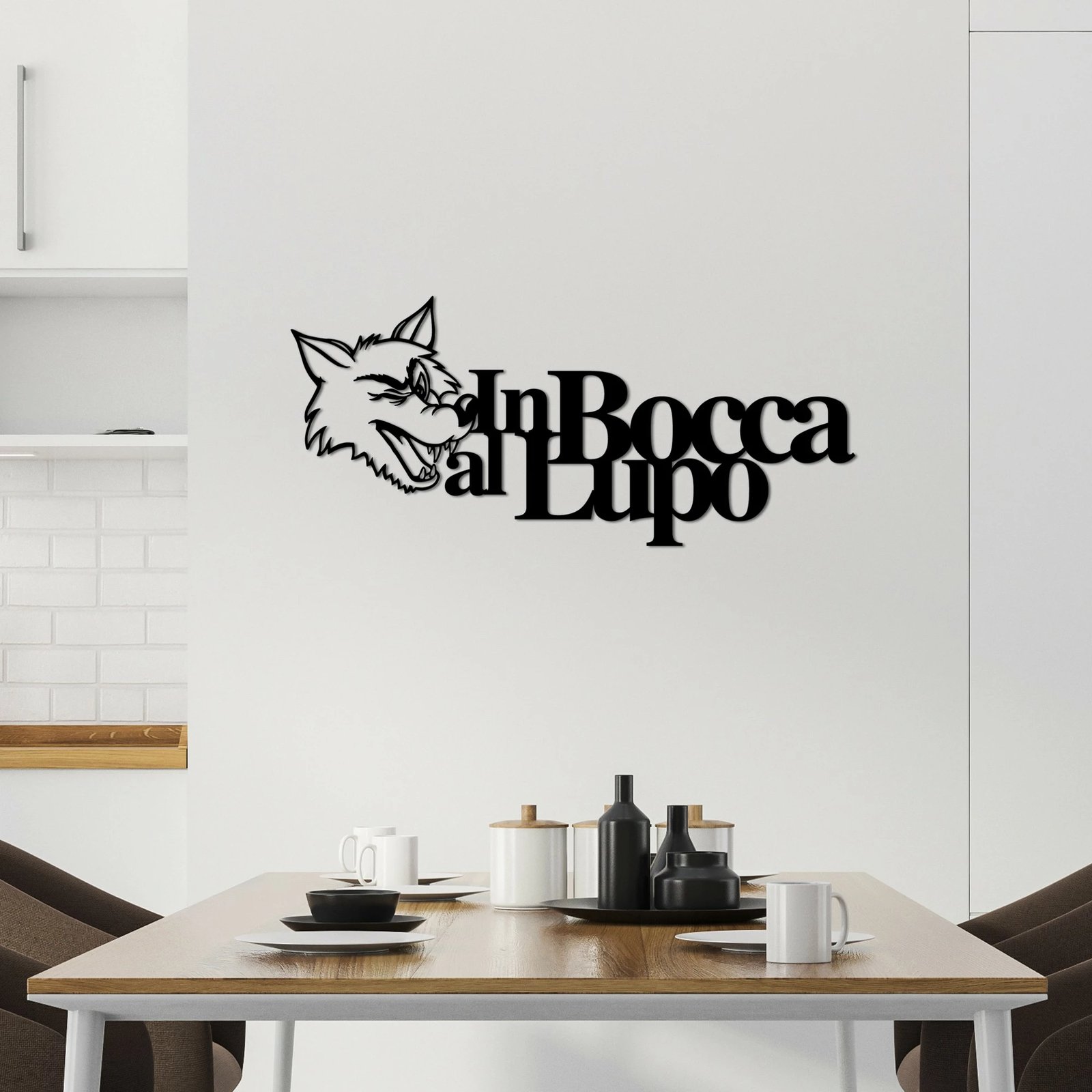 Aksesor dekorativ metalik për mur, Wallity Lupo 2, ngjyrë e zezë, 60x27cm