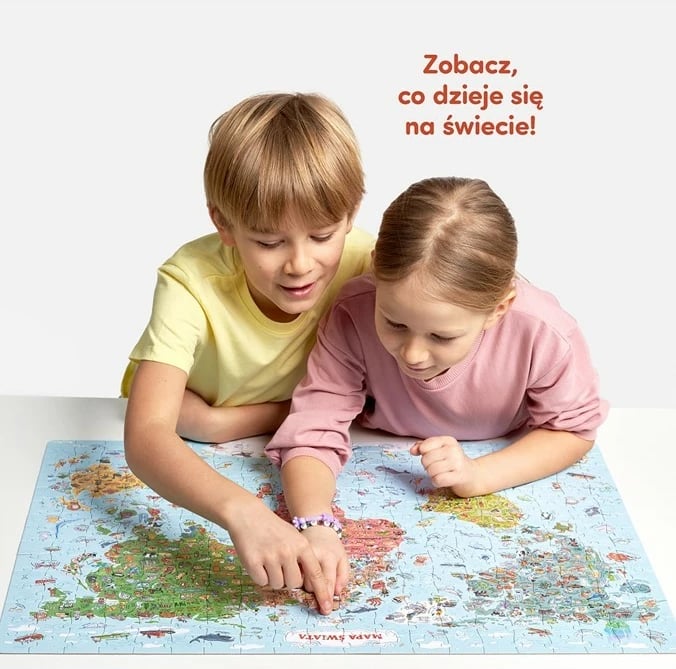 Puzzle harta e botës CzuCzu Explorer, 300 pjesë, 68x48cm, shumëngjyrëshe