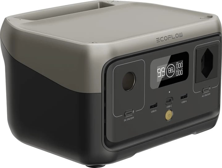Stacion portativ energjie EcoFlow RIVER 2, 256 Wh, prizë zvicerane, i zi