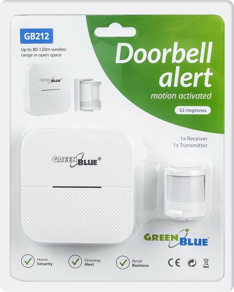 Sinjalizues hyrjeje pa tela CEE GB212 me sensor lëvizjeje PIR, i bardhë