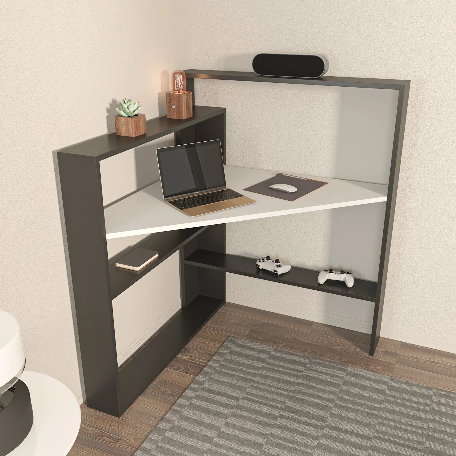 Tavolinë pune për studime Skye Decor, Kelly, e zezë dhe e bardhë