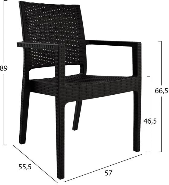 Karrige me krahë polipropileni, ngjyrë kafe e errët, FH5134.02, 57x55,5x89 cm