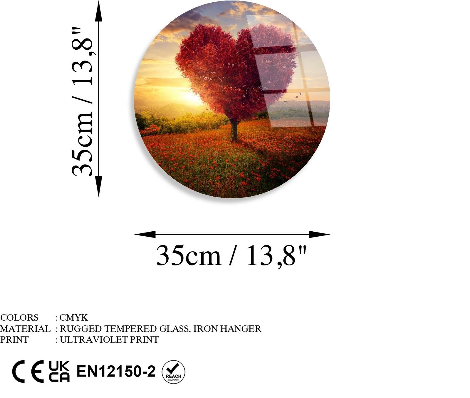 Pikturë dekorative prej xhami të temperuar, shumëngjyrëshe, UV-1147, 30cm