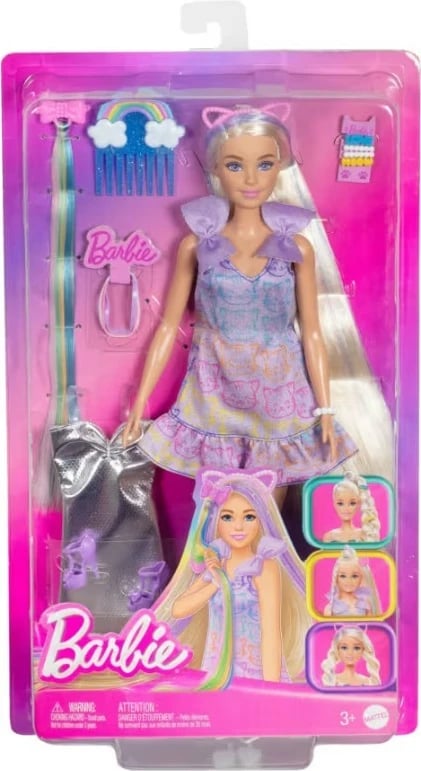 Kukull Barbie Mattel Fun & Fancy JCT72 me flokë të gjatë, me aksesorë dhe dy veshje, shumëngjyrëshe