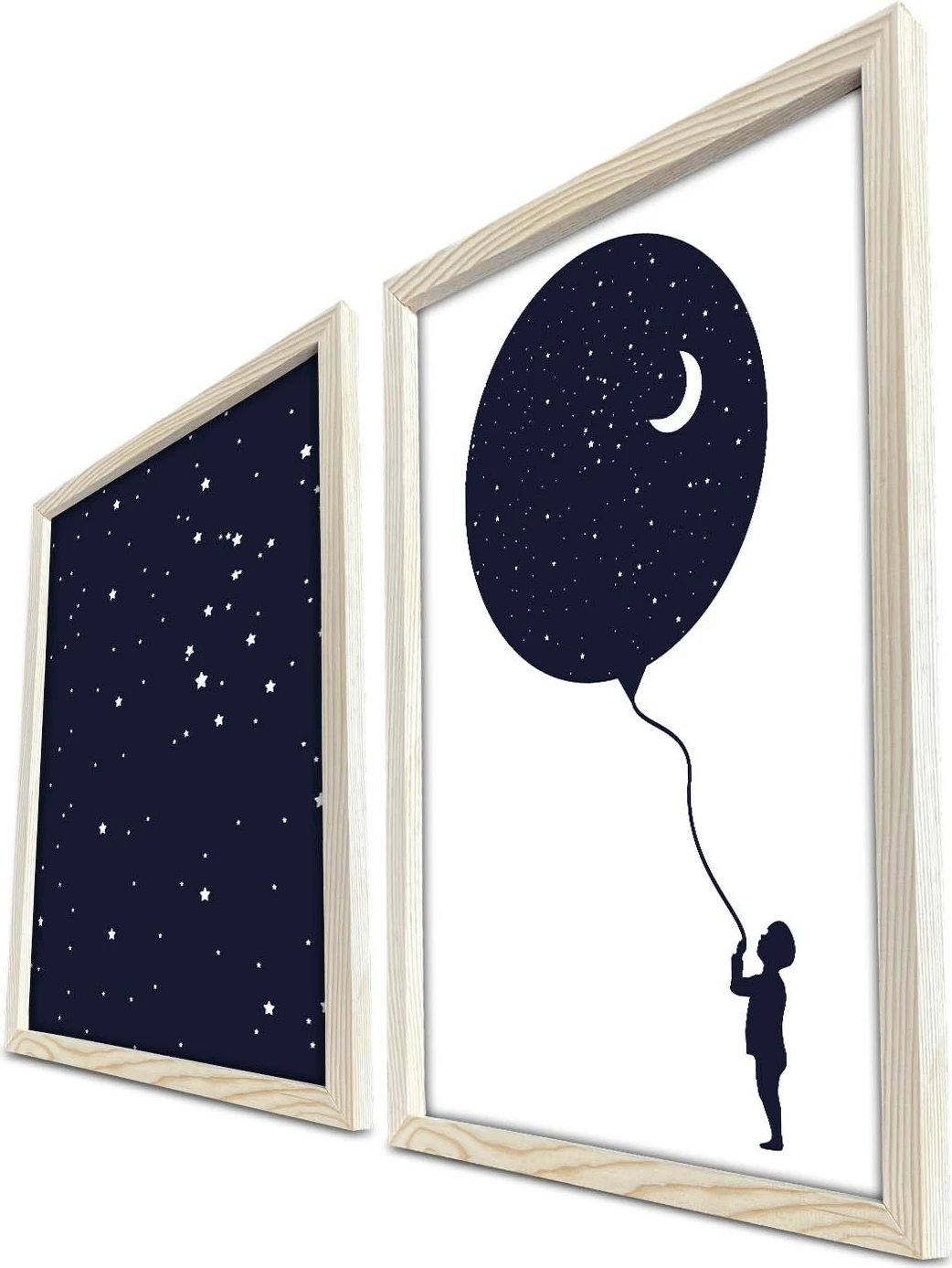 Pikturë dekorative me kornizë MDF (2 copë), Wallity, 2P3853KCT-001, ngjyrë kaltër e errët dhe e bardhë