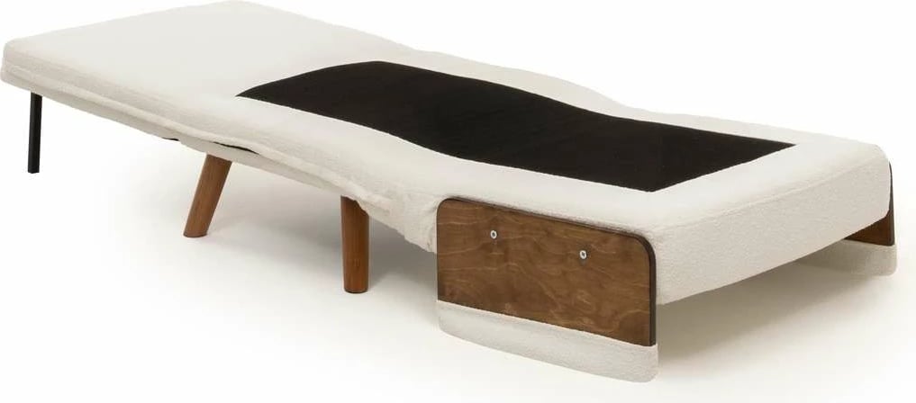 Krevat-karrige një vendës, Atelier del Sofa, Cosmo Single, material teddy, e bardhë