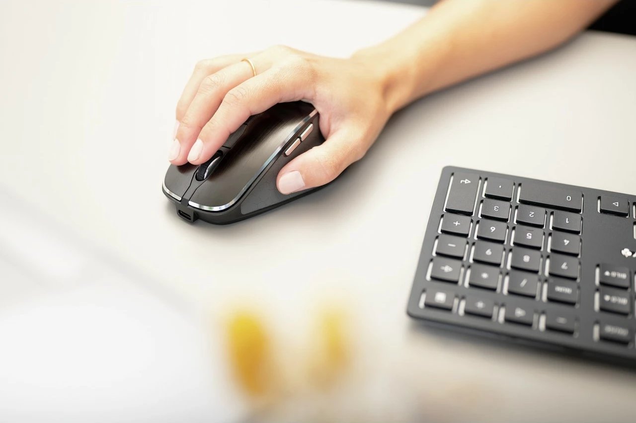 Tastierë Cherry DW 9500 SLIM, Wireless, RF Wireless + Bluetooth, QWERTY, Maus përfshirë, E zezë, Gri