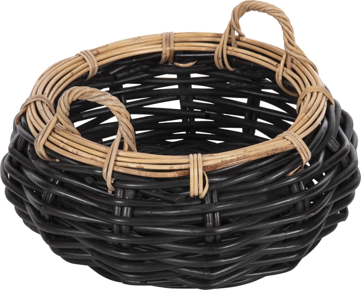 Shportë dyshemeje POTTS FH4378 CL rattan, ngjyrë zezë & natyrale, Φ62x36H cm