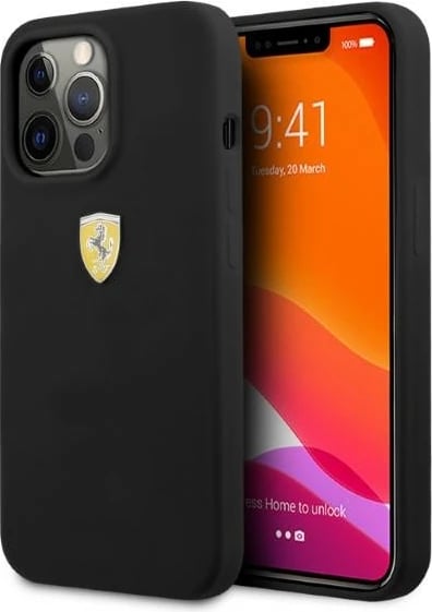 Mbështjellës Ferrari FESSIHMP13XBK për iPhone 13 Pro Max 6.7", silikon, MagSafe, zi