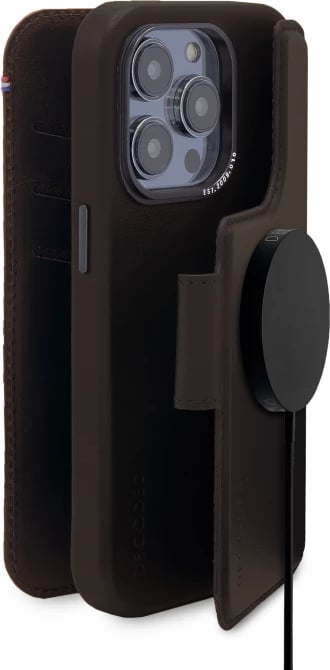 Mbështjellës Decoded Detachable Wallet për iPhone 14 Pro Max, lëkurë, MagSafe, Kafe