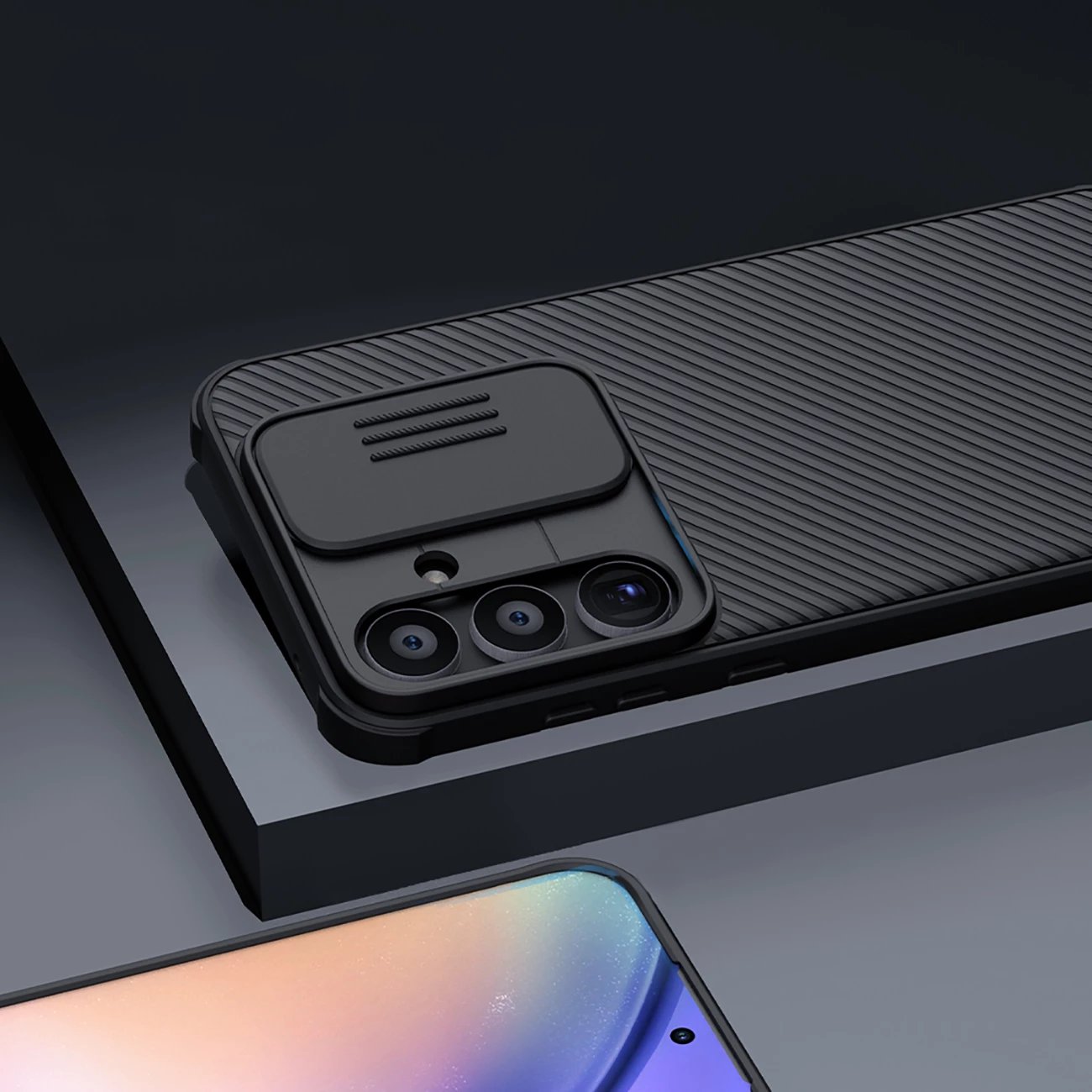 Mbështjellës Nillkin CamShield Pro për Samsung Galaxy A55, me mbulesë kamere, zi