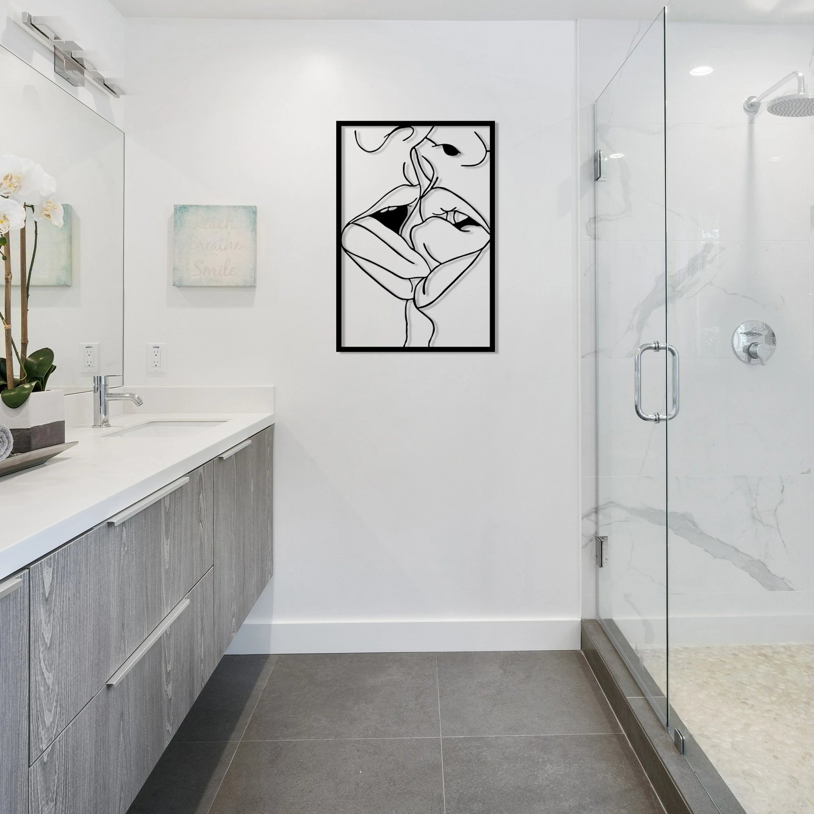 Aksesor dekorativ metalik për mur, Wallity, Kiss Me 2